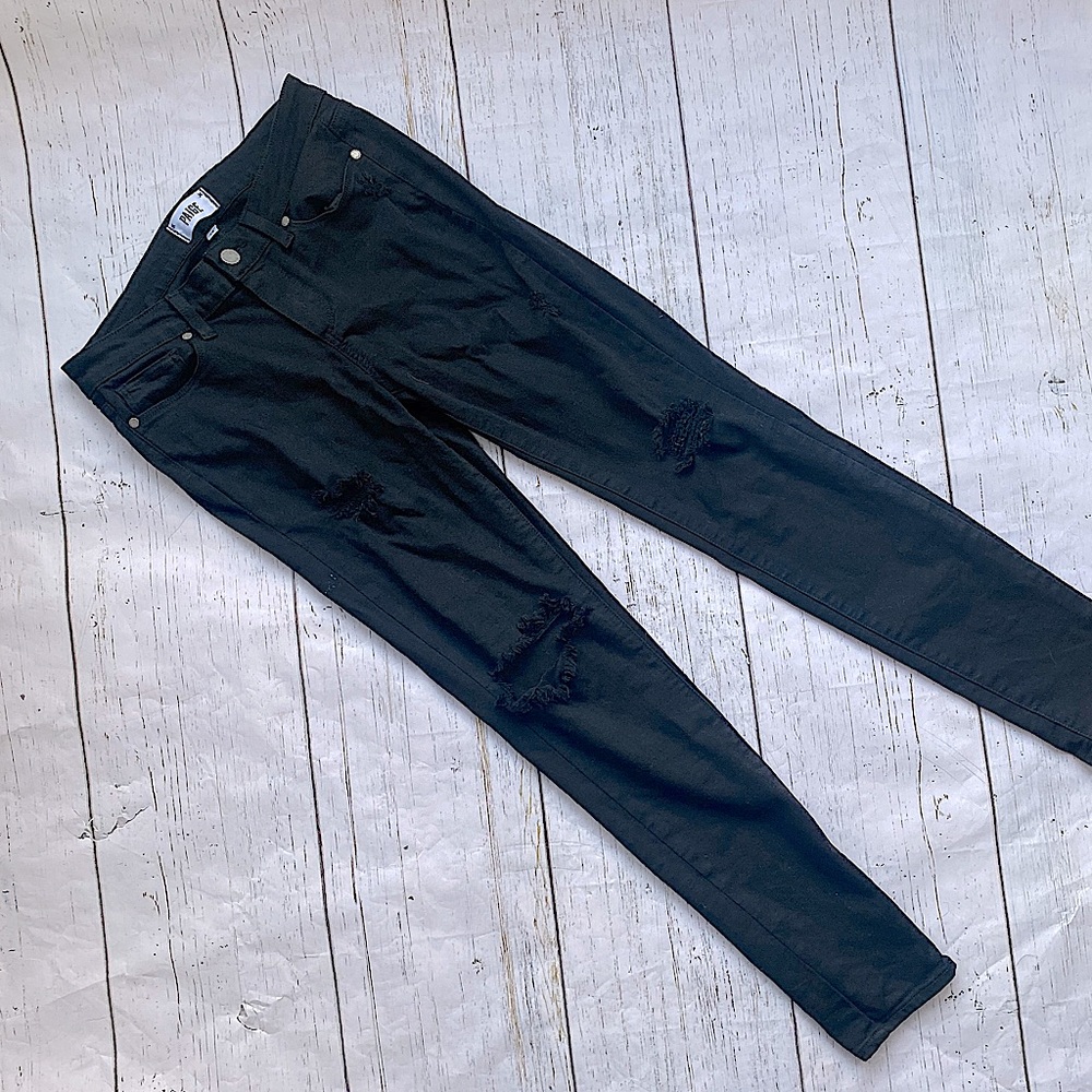 PAIGE • verdugo black distressed skinny jeans